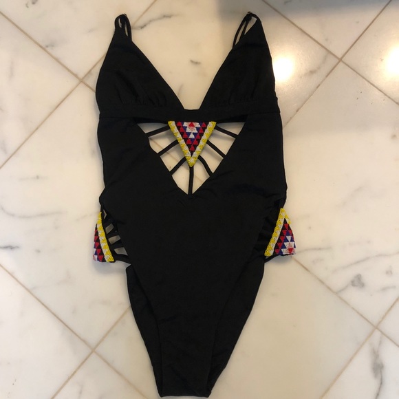 Mara Hoffman Beaded Lattice One Piece Swimsuit - Picture 4 of 8
